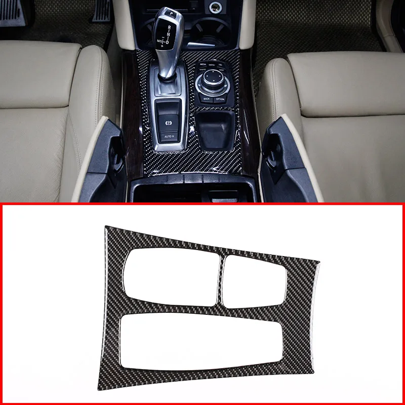Real Carbon Fiber Interior Gear Shift Frame Trim Stickers For Bmw X5 X6