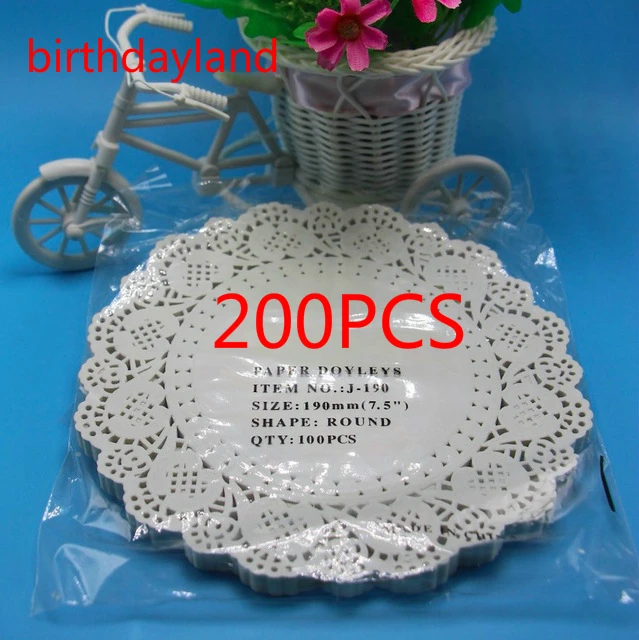 

PD005 Free shipping 7.5 inches/190mm Vintage napkin Hollowed Lace Paper mat Crafts paper doyleysWedding Decoration(200pcs/bag)