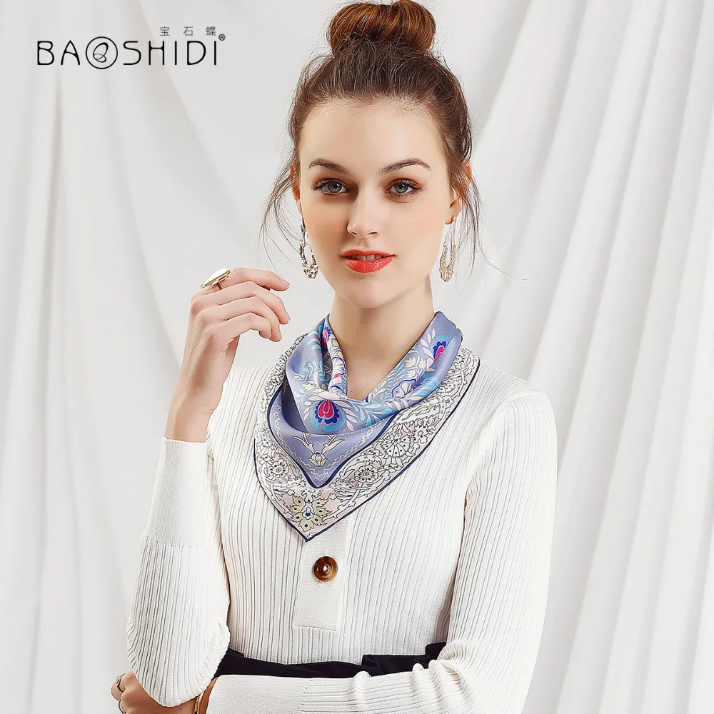[BAOSHIDI] весенний дизайнерский шарф, атласный маленький шелковый квадратный шарф на 12 момме, роскошный брендовый женский шарф, китайские шарфы