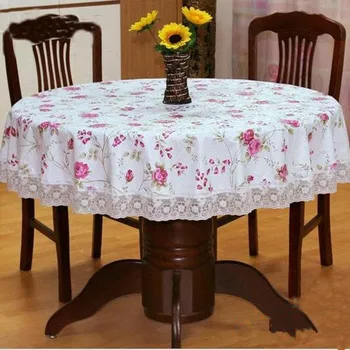 

1PCS Large lace printing tablecloth PVC round tablecloth Rural style thickening round table cloth waterproof and oil tablecloth