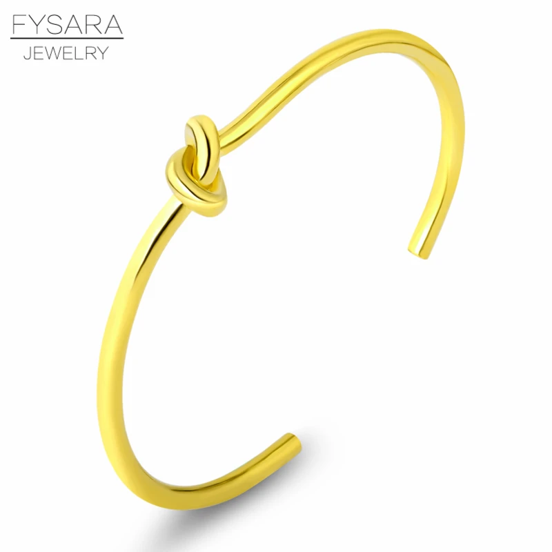 FYSARA Простой Браслет манжета с узлом для ногтей люксовый бренд пара влюбленных