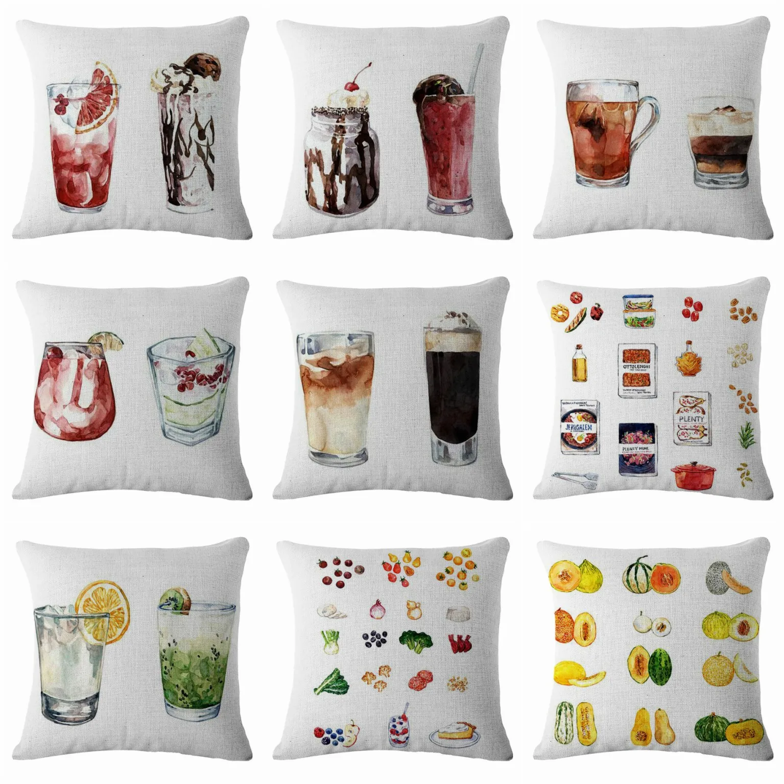

Beverage cup Pillow Case Throw Pillowcase Cotton Linen Printed Pillow Covers For Office Home Textile