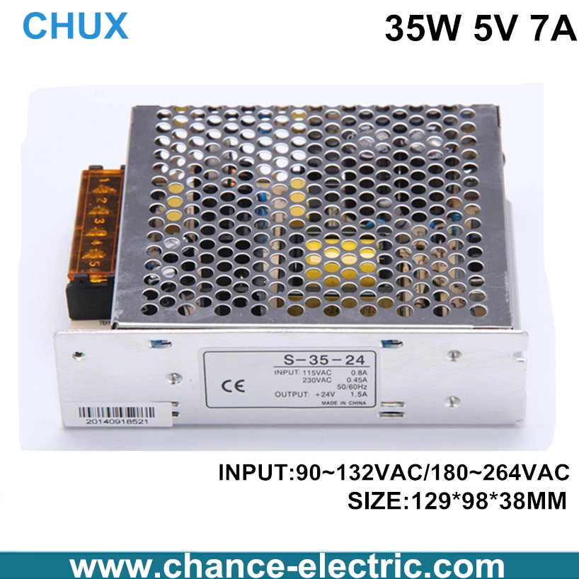 

Direct Selling switching Power Supply 35W 5v 7A input 110 or 220v transformer for cnc led light(s-35w-5v)