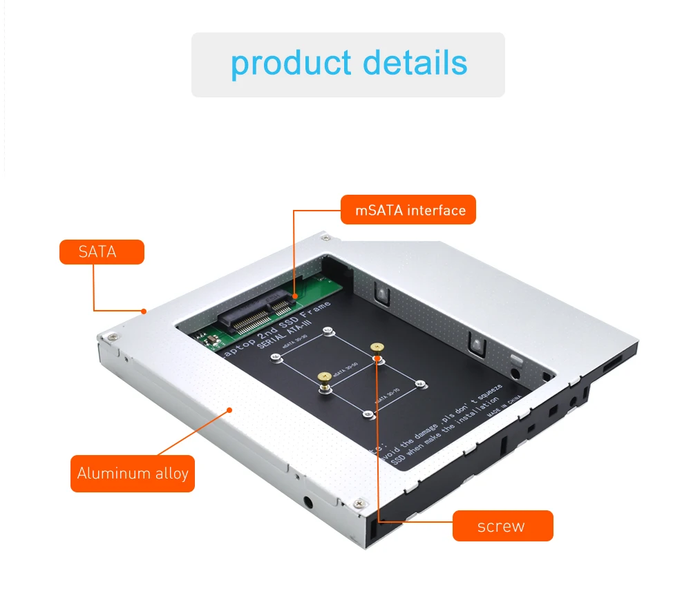 TISHRIC Алюминий 12,7 мм SATA 3 Optibay 2ND HDD Caddy жесткий диск драйвер корпус адаптер DVD HDD Box Дело CD-ROM для Msata