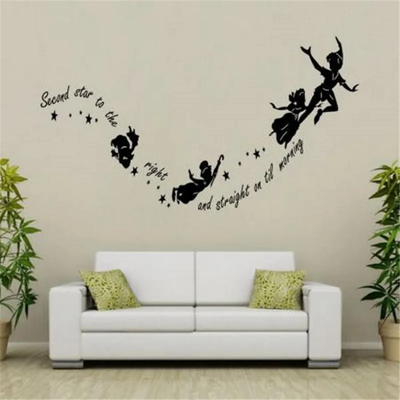 Us 2 99 Tinkerbell Second Star To The Right Peter Pan Home Wall Decal Sticker Children Kids Vinyl Art Mural Pvc Wall Stickers Room Decor In Wall