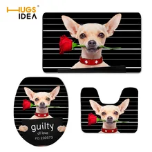 HUGSIDEA черный французский щенок Мопс Собака крышка унитаза ванная комната моющееся мягкое фланелевое сиденье для унитаза, коврик накладка крышка сиденье на унитаз набор