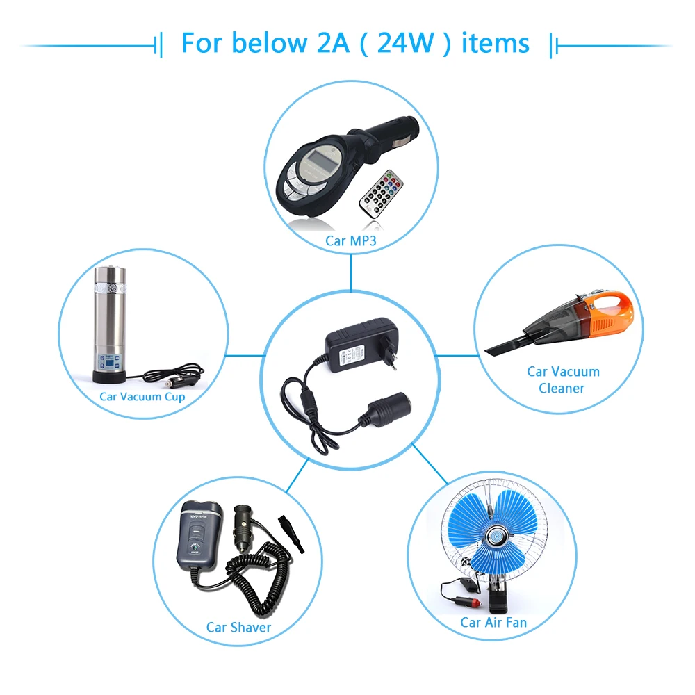 12V 3A автомобильный прикуриватель Mini EU/US Plug 110/240V AC в DC преобразователь
