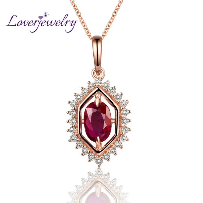 LOVERJEWELRY КРАСНЫЙ РУБИНОВЫЙ КАМЕНЬ Королевский кулон розовое золото 18Kt натуральный