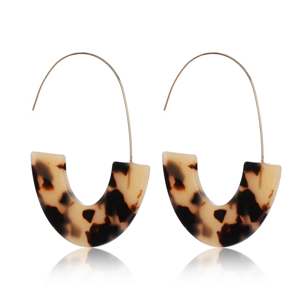 

Fashion 1 Pair Tortoise Shell Round Circle Earrings C-shaped Earrings Hoop Earrings for Women Elegant Jewelry Femme brincos