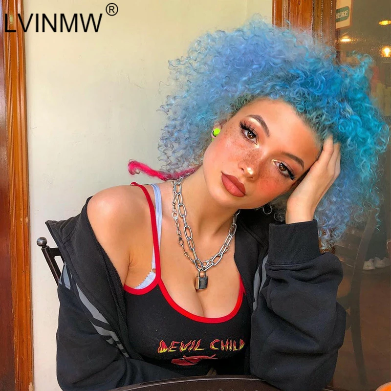 LVINMW сексуальный топ с принтом демонов на бретельках в стиле пэчворк 2019 летний