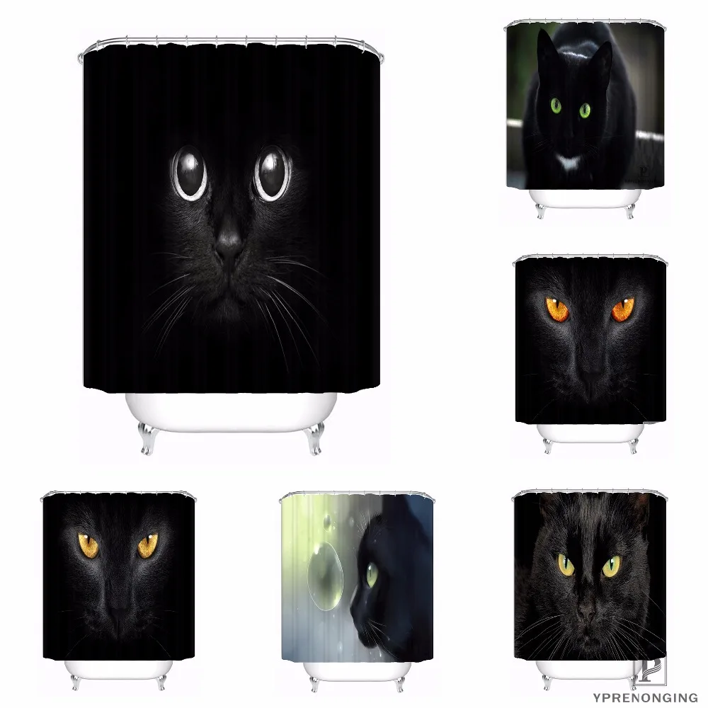 Custom Art Cat Black Prof Home Fabric Waterproof Shower Curtain Home