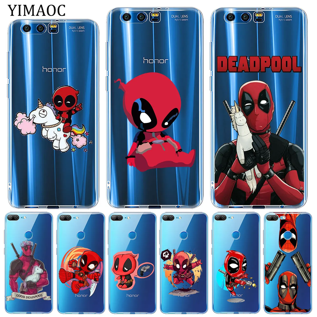 

YIMAOC Marvel unicorn Deadpool Cartoon Soft Case for Huawei Y9 Y7 Y6 Prime 2018 Honor 8C 8X 8 9 10 Lite 7X 7C 6A 7A Pro