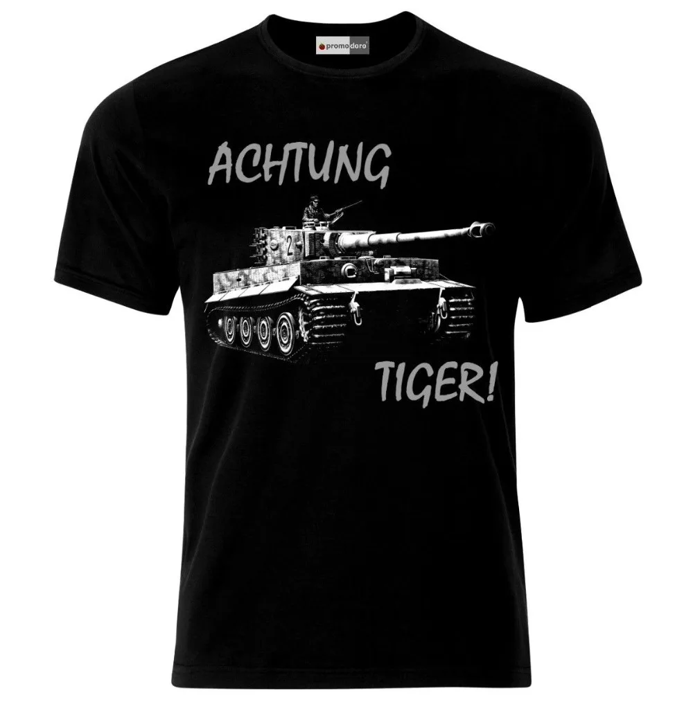 

2018 Short Sleeve Cotton Man Clothing Achtung Tiger German Army Tank Panzer WW2 T-Shirt Fashion Classic