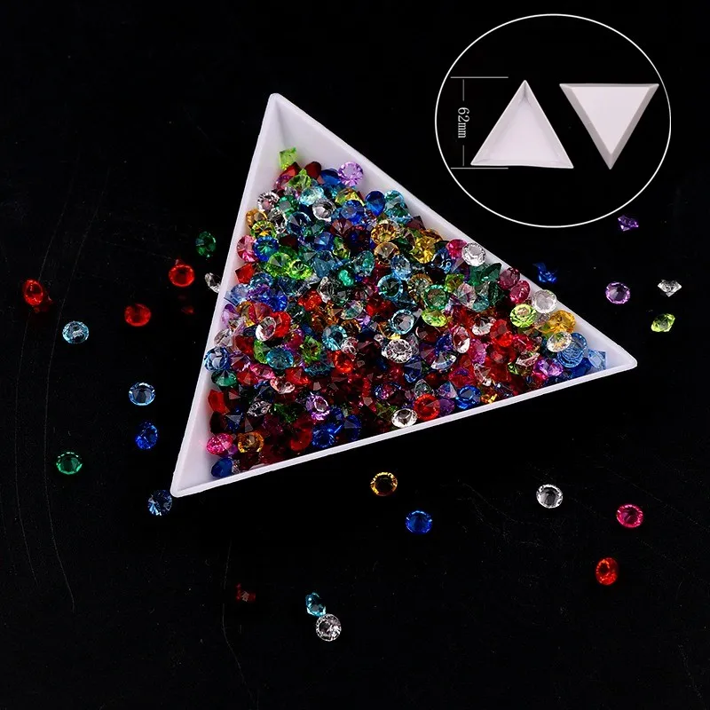 

High Quality 10 Pcs DIY Storage Packing Box Plastic Acrylic Triangle Plate Nail Art Rhinestone Tray Tool