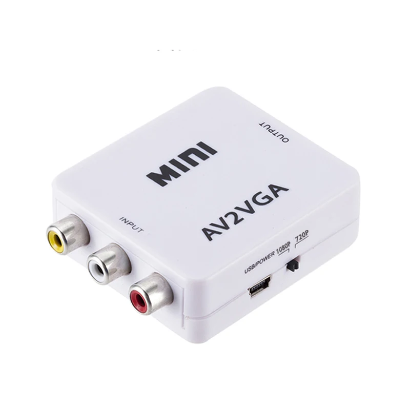  Mini HD RCA CVBS AV2VGA Video Converter Conversor AV a VGA Video Converter Adapter per PC HDTV Conv