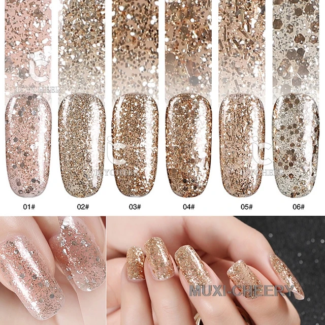 12Colors Champagne Gold Nail Polish Set Nail Art UV Gel Soak Off