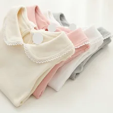 Cute Cotton Girls T-shirts Long Sleeve T-Shirt for Girl Turn Down Collar Toddler Girl Shirts Children ‘s Lace Bottoming T-Shirt