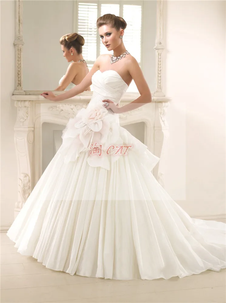 

romantic fashionable sexy flowers taffera vestido de novia renda casamento wedding dress 2014 bridal ball gown free shipping