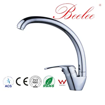 

Beelee Kitchen Faucet Creative Chrome Deck Mounted Faucet Single Handle Water Mixer Faucet Home Ceramic Plate Spool Tap