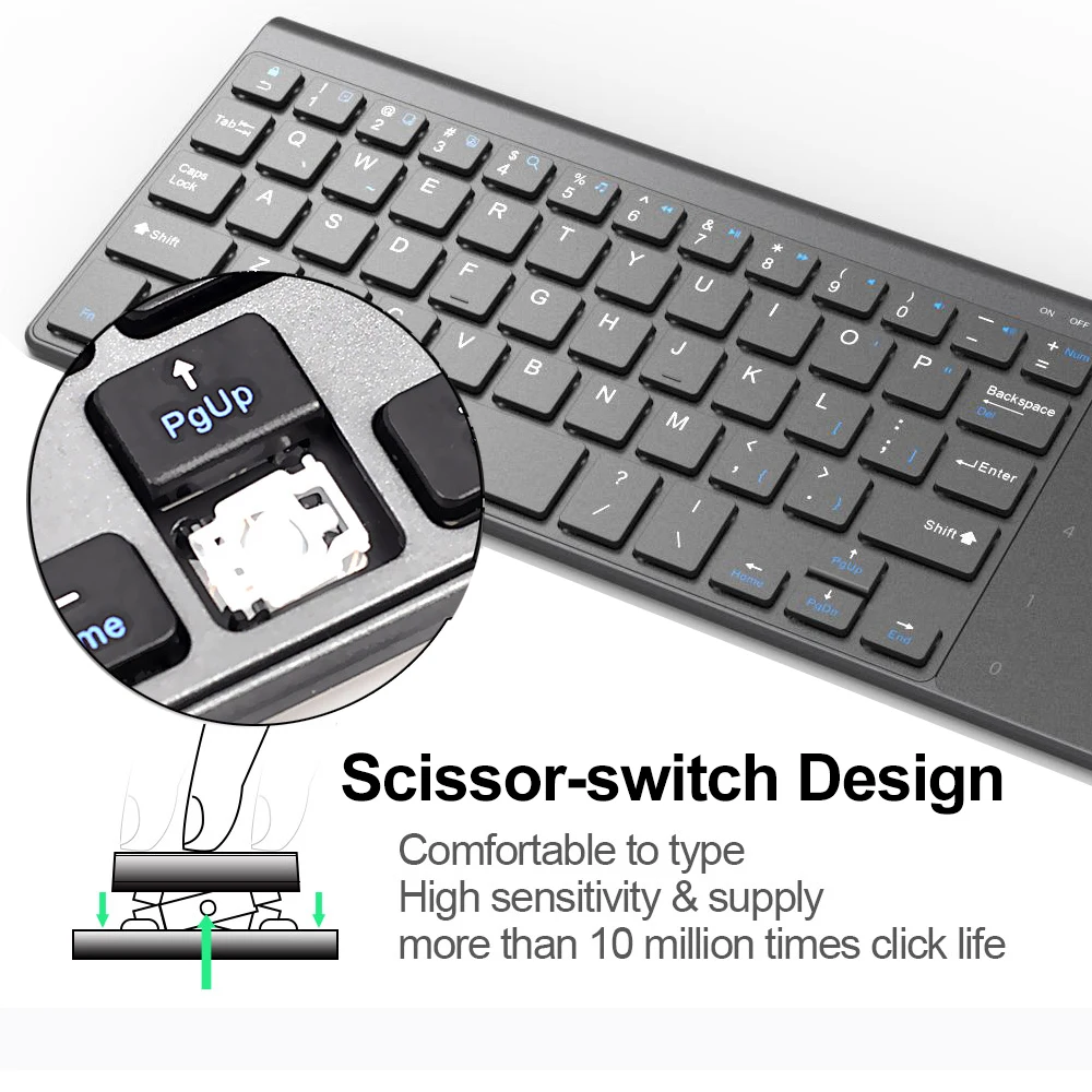  [AVATTO] Thin 2.4GHz USB Wireless Mini Keyboard with Number Touchpad Numeric Keypad for Android win