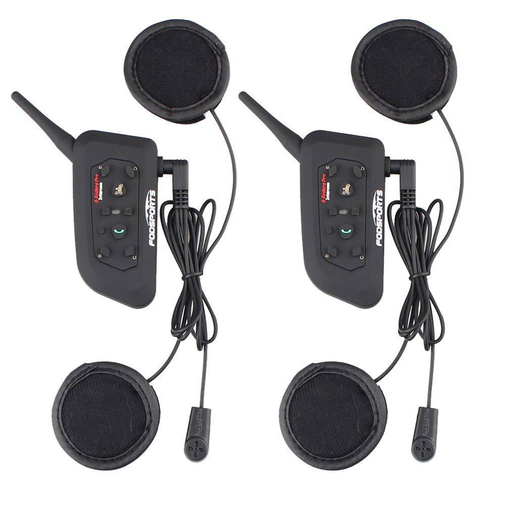 2017 new soft earphone 2 pcs V6 1200 Pro motorcycle helmet bluetooth headset Intercom for 6