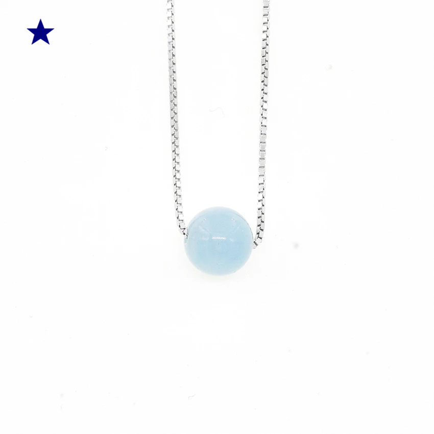 

Brooke Kobloth's Star March Birth Stone Chokers Necklaces 925 Sterling Silver Natural Aquamarine Crystal Jewelry Women #b010n