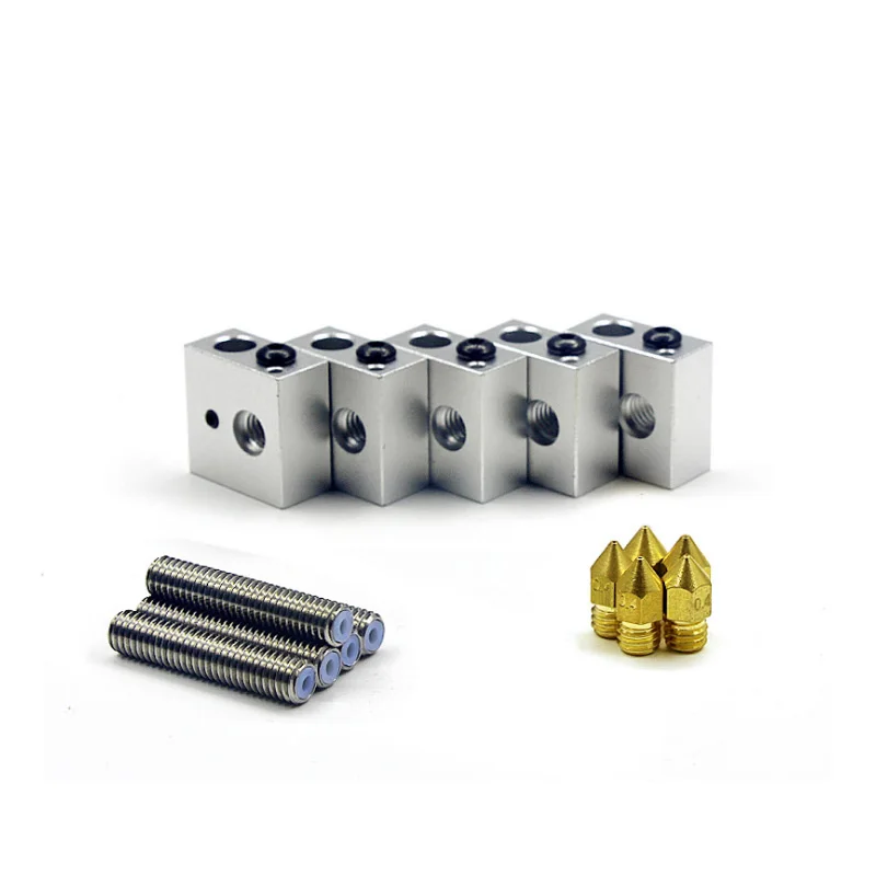 

1 Set 1.75mm Throat Tube+0.4mm Extruder Nozzle Heads+Heater Blocks for MK8 Makerbot 3D Printer LSMK99
