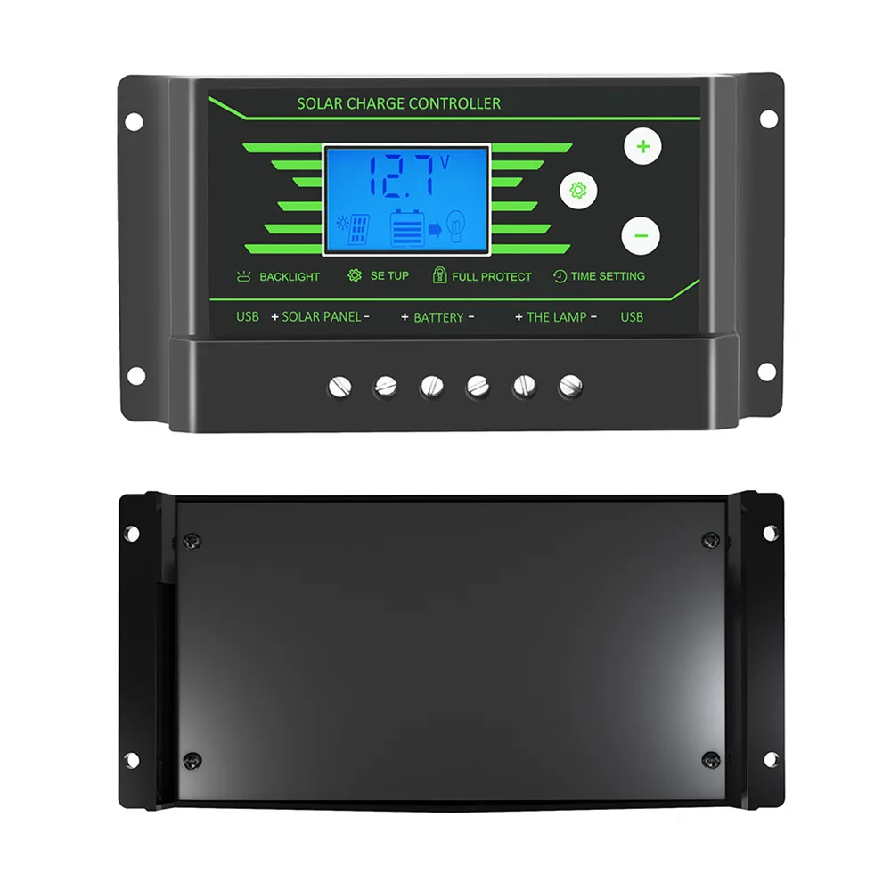 Солнечный контроллер PWM солнечное зарядное устройство контроллер панели регулятор освещения батареи двойной USB зарядка подсветка защита от короткого замыкания