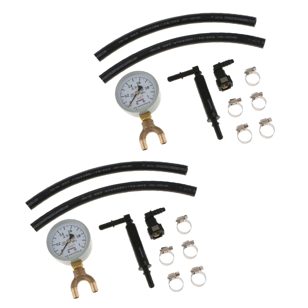 2 Set Car Fuel Injection Pump Pressure Injector Tester Pressure Gauge Kits