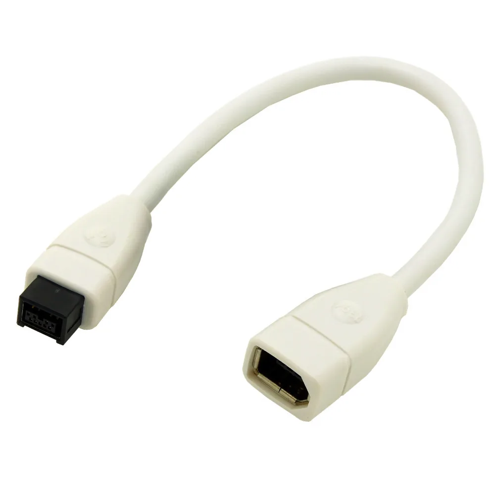 White IEEE 1394 9pin Male to 6pin Female Aapter FireWire 800 to 400