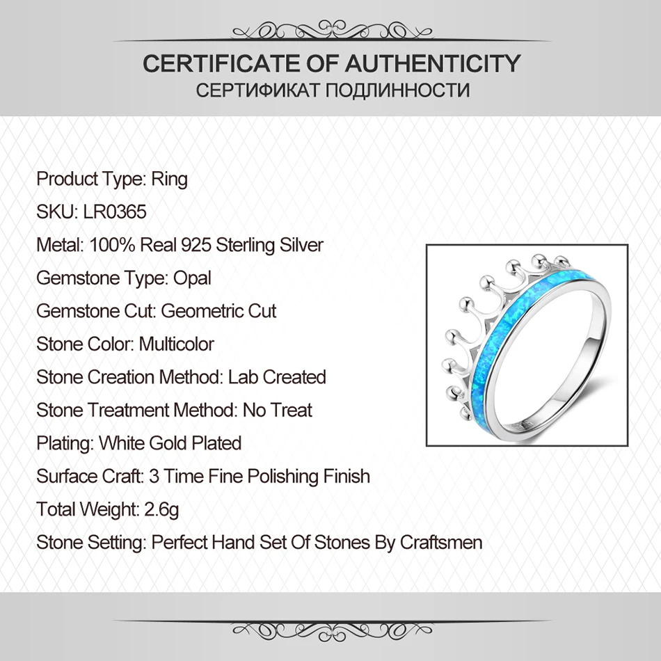 LicLiz, 925 пробы, серебряное кольцо вечности для женщин, кольцо с голубым опалом, обручальное кольцо с короной, обручальное кольцо Brinco LR0365