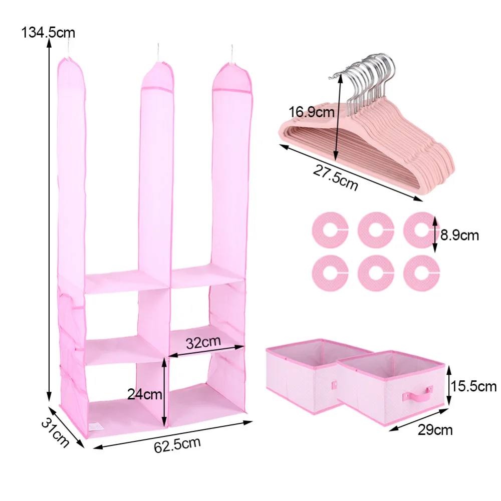 24 шт Дети Детская органайзер для шкафа, гардероба комплект настенный шкаф Организатор платяной шкаф для хранения