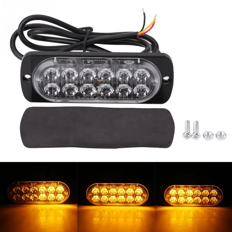12/24V Flashing Light Amber 36W 12LED Car Truck Warning Emergency