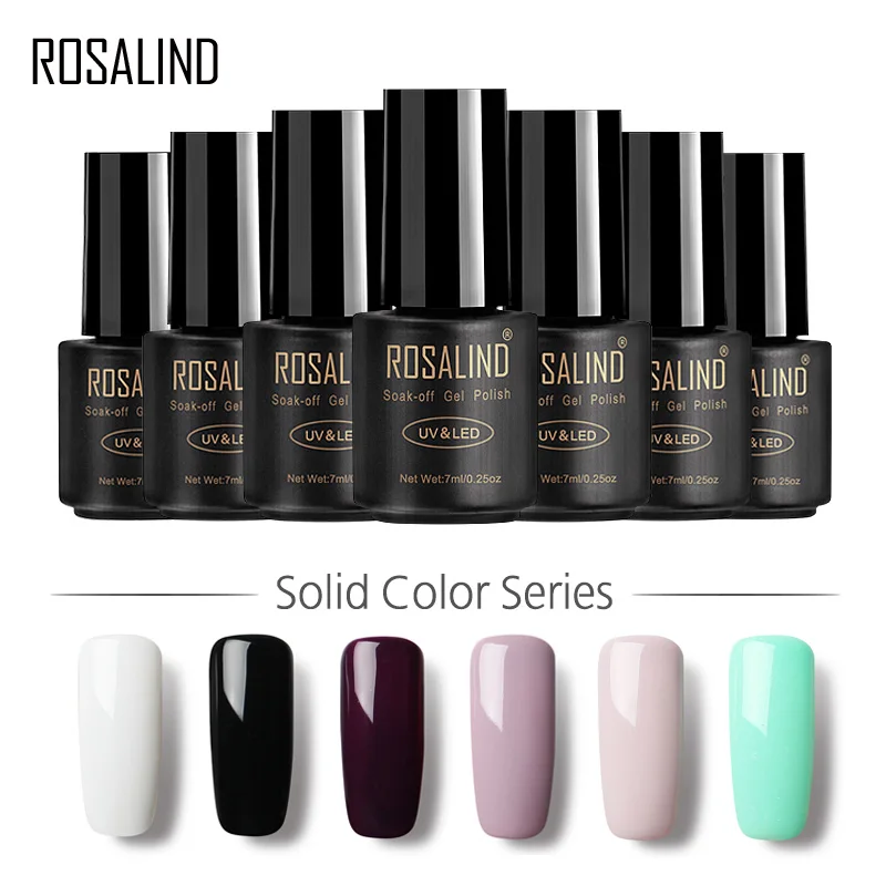 

ROSALIND Gel 1 Black Bottle 7ML Pure Color 58 Colors 31-58 UV LED Gel Nail Polish Warming DIY Nail Art Soak off Gel Lacquer