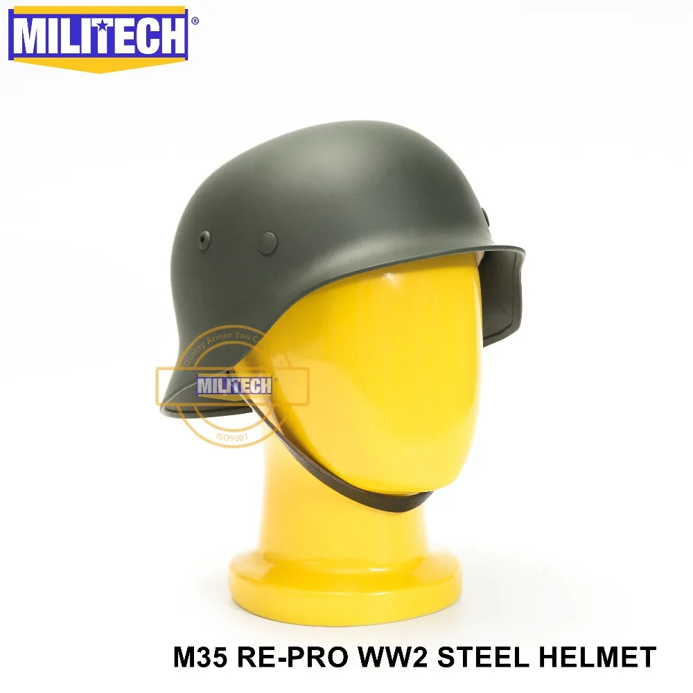 MILITECH Green WW2 немецкий M35 Стальной шлем WW II M35 Repro немецкий шлем мотоциклетный защитный шлем 2 мировая война коллекционный шлем