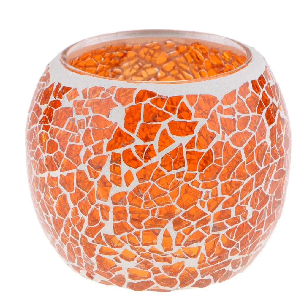 Mosaic Glass Votive Candle Tea Light Candelabra Candlestick Mood Light Lamp Shade Scented Candleholder Festive Decor 5-set