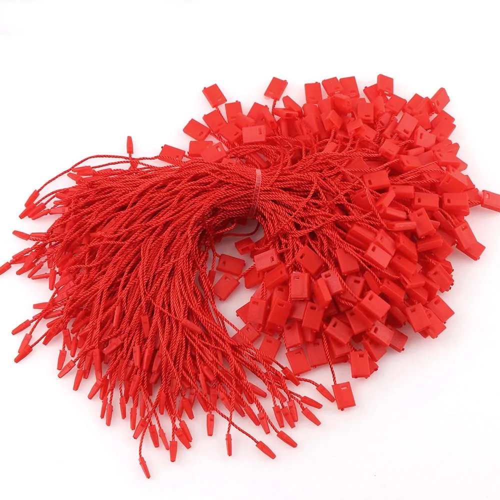 300 шт/комплект одежды веревка для праздничных флажков одежда шнурок одной руки носить веревку Висячие зерна пластиковые квадратные пряжки этикетки полиэфирная веревка - Цвет: red