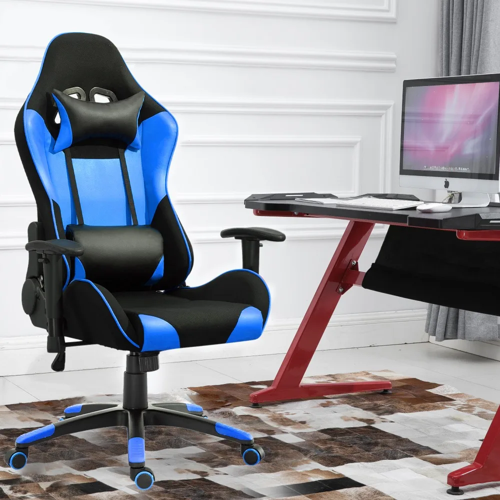 

Samincom Ergonomic High-Back Large Gaming Office Chair Blue-Black Backrest:20.8*31.5" Seat:21.2*21.2" adjustable Swivel Chair