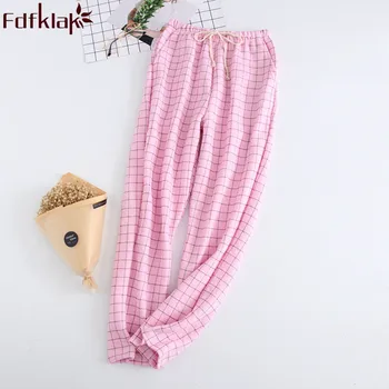 

Fdfklak New Product 2018 Women's Pajamas With Pants Spring Autumn Cotton Lounge Pants Pajama Bottoms 7 Styles Pyjama Trousers