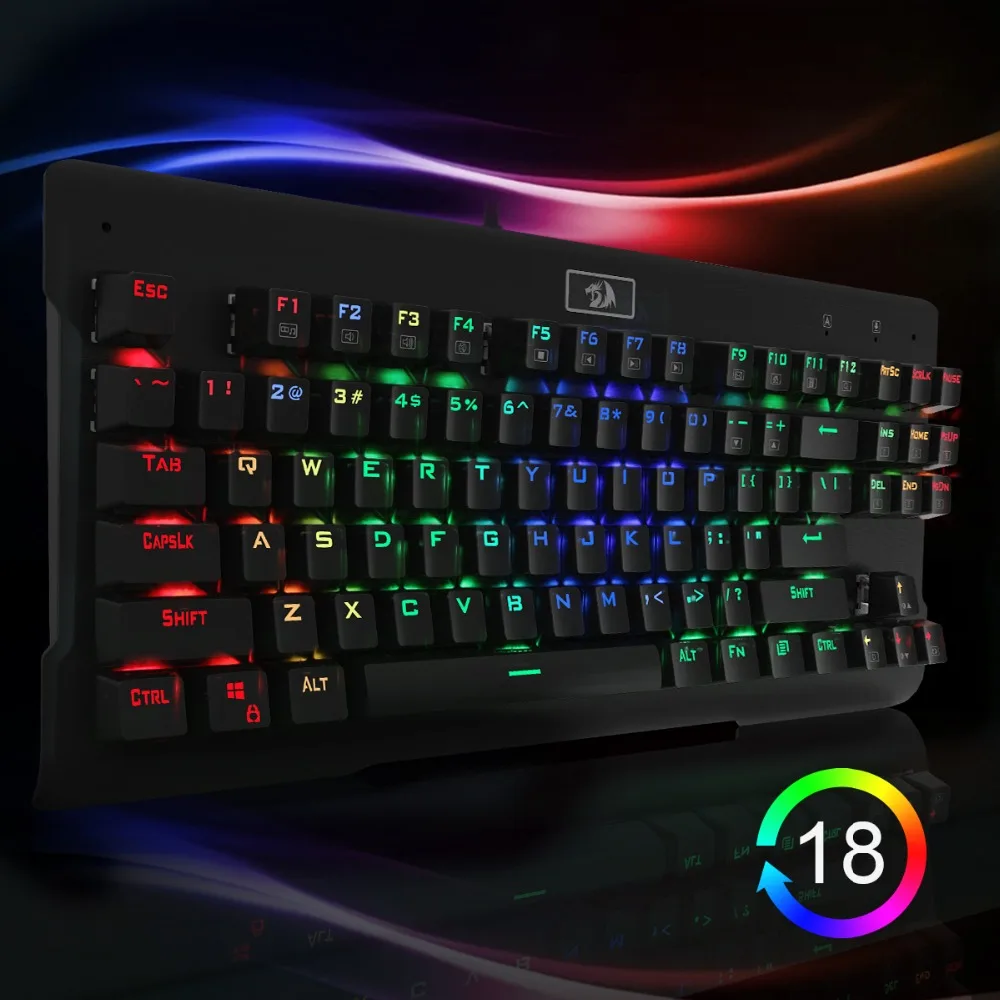 Redragon K561 VISNU Механическая игровая клавиатура RGB с подсветкой 87 клавиш анти-ореолы Водонепроницаемая клавиатура с щелкающим синим переключателем ПК