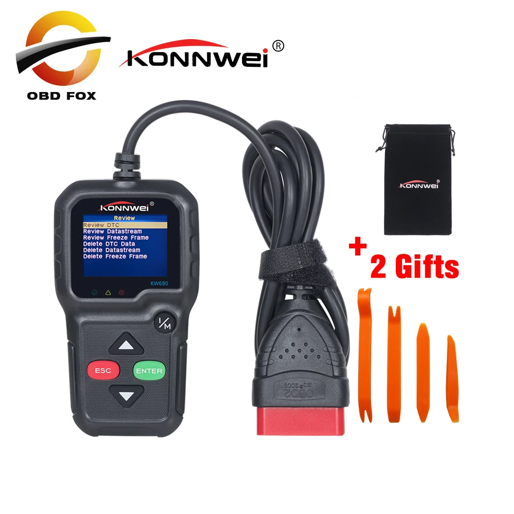 מוצר - Konnwei KW680 code reader scanner Multi-language full obd2 ...