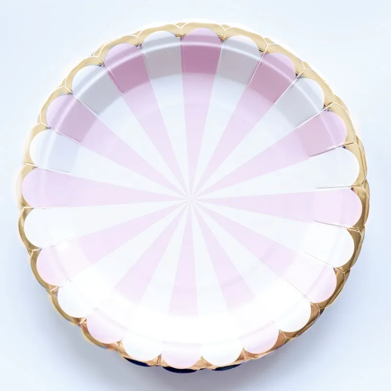 

Pink Stripe Disposable Party Tableware Sets Paper Plates Cups Napkins for Birthday Bridal Shower Children Party Decoration