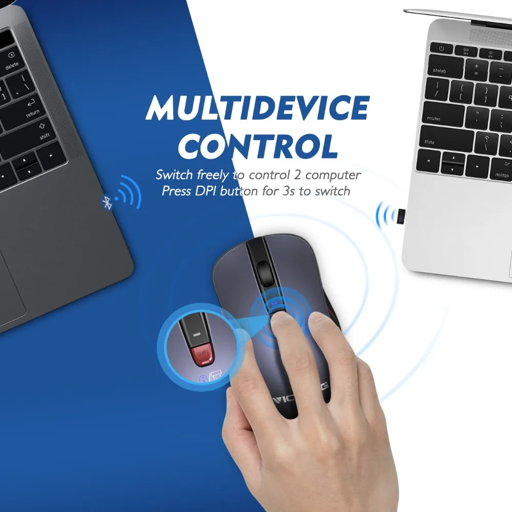 VicTsing 2 4G беспроводная мышь 6 кнопочная DPI Регулируемая эргономичная Многоточечные