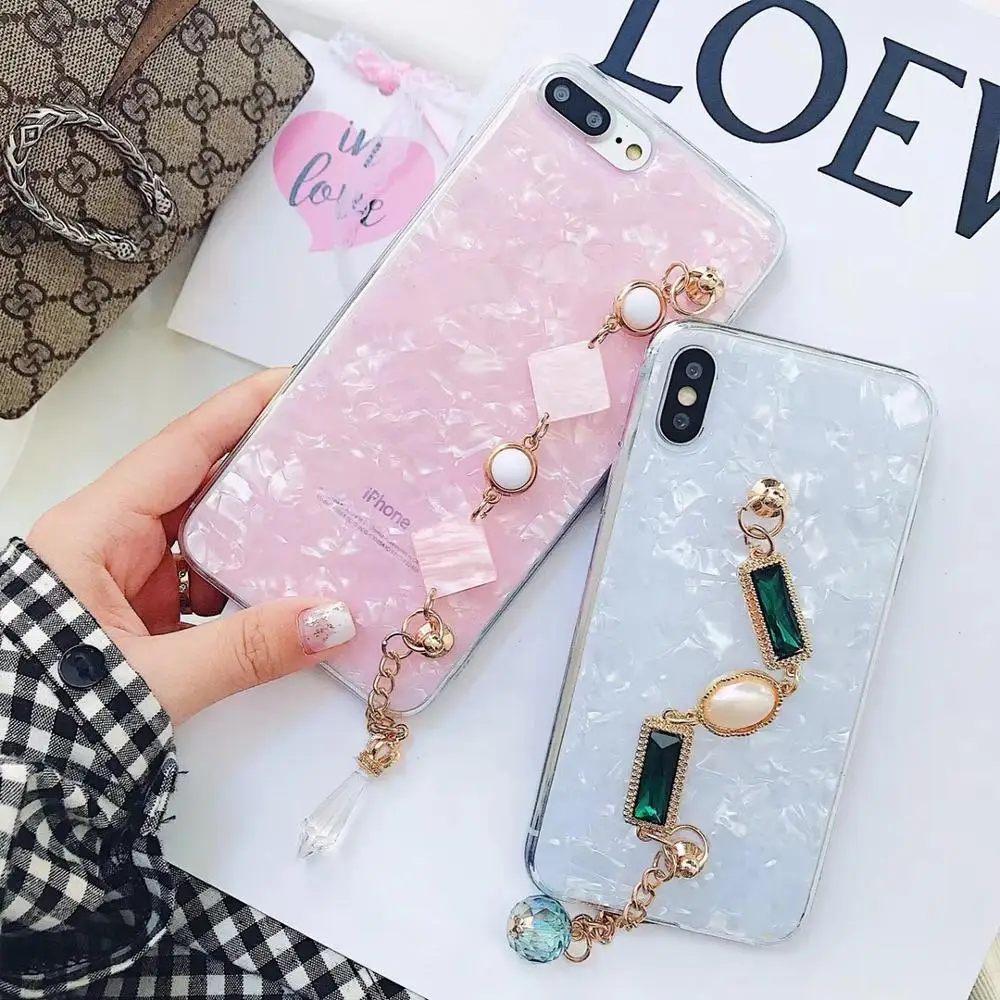 Korea Luxury Pearls Diamonds Charm Phone Case Soft TPU Cover For iPhoneXsmax 8/6s 7plus XR Body Shell Protection Fundas |