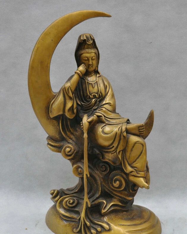 

xd 003428 13 China Buddhism Bronze Guanyin Bodhisattva Goddess Buddha Sculpture Statue