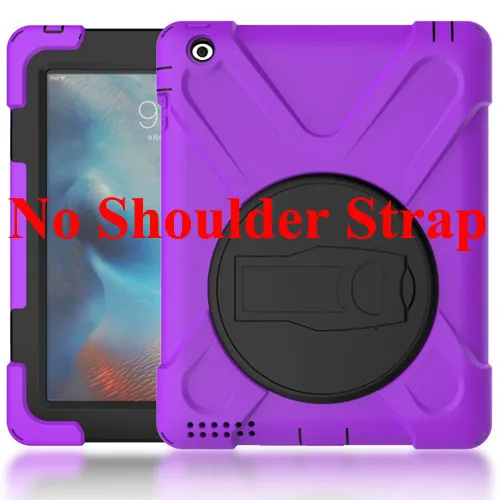 Чехол для iPad 2/3/4 iPad 3 iPad 4 9," планшет, прочный сверхмощный противоударный вращающийся защитный чехол с подставкой+ плечевой ремень - Цвет: purple