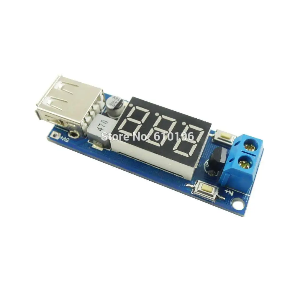 DC понижающий модуль двухпроводной Вольтметр + зарядное устройство USB 5 В или вход
