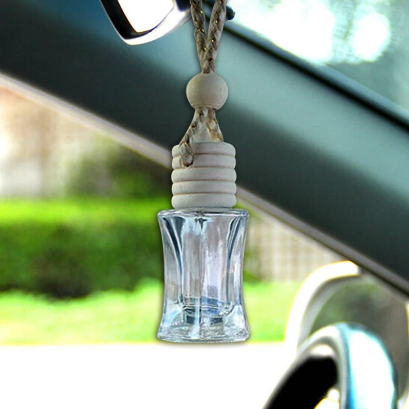 

Hanging Auto Perfume Bottle Essential Oil Ornament Transparent Empty Bottle Accessories Styling Car Hanging Clear Glass
