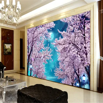 

wallpapers photo custom modern 3d photos wall murals 3d blue sky cherry blossom trees tv sofa background wall for living room