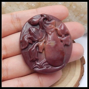 

Wholesale 1Pcs Natural Stone Mookite Jasper Handmade Flower Pendant Bead 43x38x9mm 25g